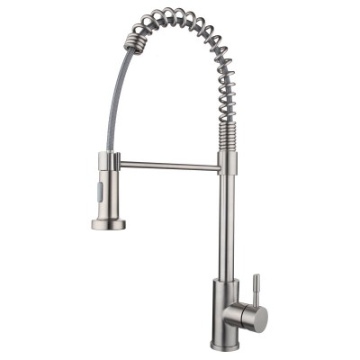 Wholesale Factory High Quality Kitchen Faucet Brass SInk Kitchen Tap  Brushed Pull Out Kitchen Faucet with Spring