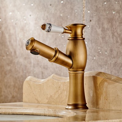 New Design Bronze Color Brass Basin Mixer 360 Rotation Pull Out Basin Tap For Bath Room