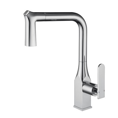 Factory Design Hot Cold Single Handle Kitchen Tap Brass Polished Kitchen Sink Faucets Pulling Kitchen Metale Faucet