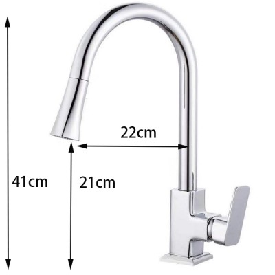 Wholesale Factory Chrome Plating Kitchen Faucet 360 Degree Rate Single Handle Kitchen Tap Brass Pull Kitchen Faucet