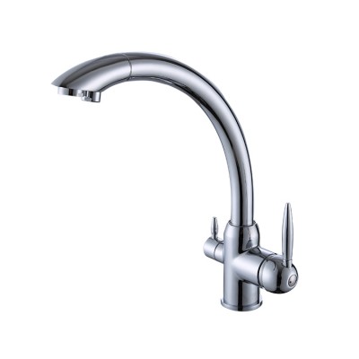 Two Handles Brass Kitchen Sink Faucet Purified Tap With 3 Way Water Faucet