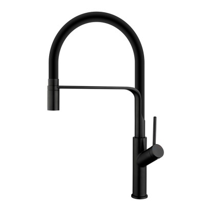 Custom OEM Brass KItchen Faucet  Material Upscale Practical Kitchen Sink Black Faucet For Villa Pull out Kitchen Tap