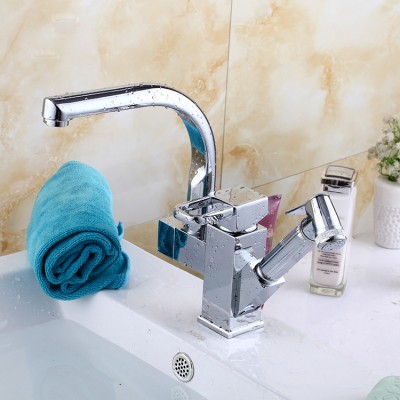 New Design Brass Pull Out Basin Faucet 360 Rotation Basin Mixer Faucet For Bathroom